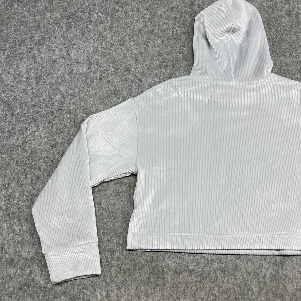 Athleta Girl‎ Hoodie Girls XL Gray Velour V Neck Long Sleeve Pullover Cropped